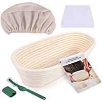 Familybox Banneton Canasta de Prueba de Pan Ovalada de 27.6 cm- Cesta de Ratán Natural para Pan y Masa(hasta 1000g) con…